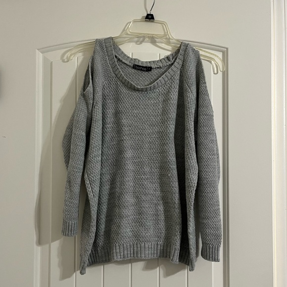 Grey Cold Shoulder Sweater - Picture 1 of 4